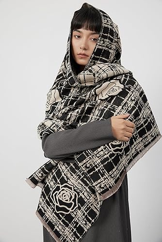 Miniatura 2 de iCuviy Bufandas grandes y suaves de pashmina, chales y envolturas para mujer, bufandas con sensación de cachemira