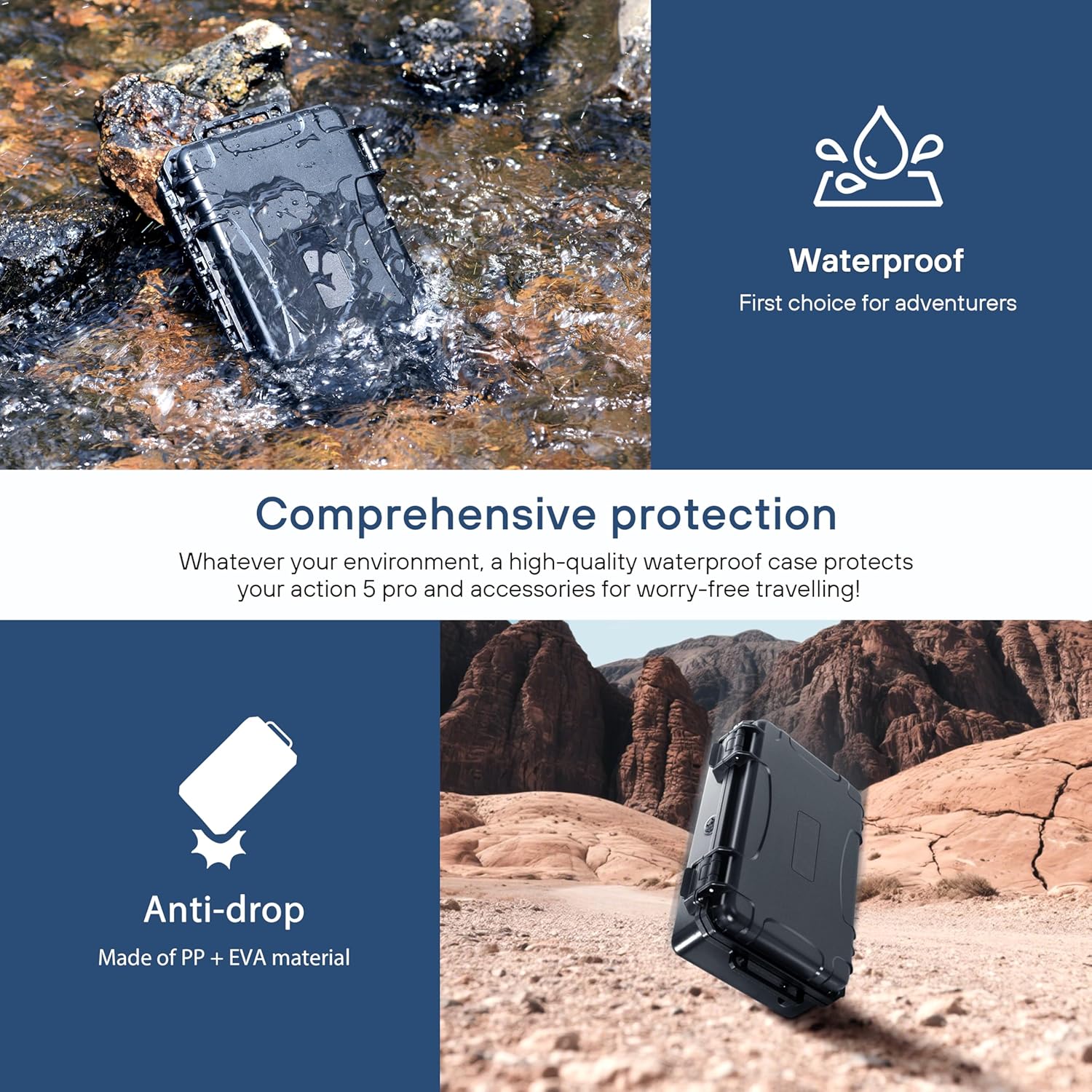 STARTRC PHOTO Portable Hard Waterproof Case for DJI Osmo Action 5 pro/4/3,Stores 2 Batteries/MIC/Charging Hub/SD Card and Other Camera Accessories - Image 5