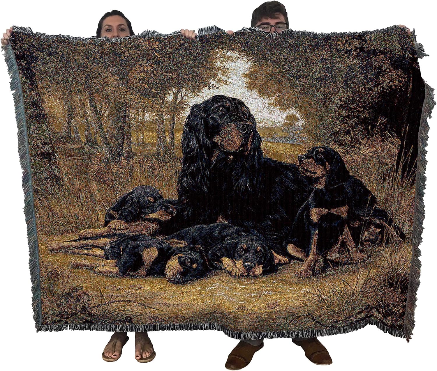 Pure Country Weavers Gordon Setter Dog Woven Blanket by Robert May - Gift Cotton Tapestry Throw - Made in The USA - 72" x 54"