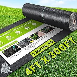 4ft x 300ft Weed Barrier Landscape Fabric, 3.2oz Heavy Duty Woven Geotex...