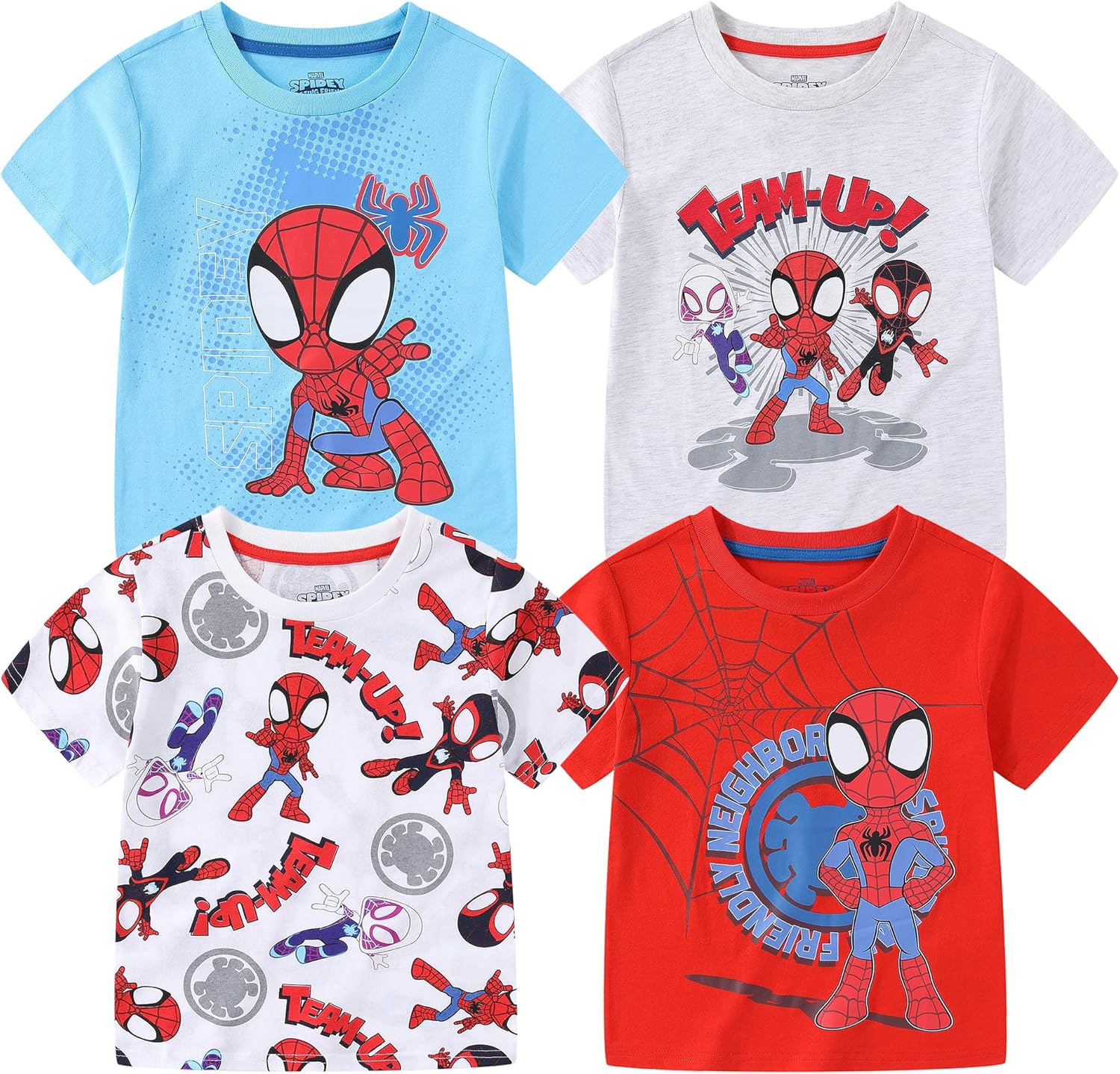 Marvel Spidey & His Amazing Friends Boys 4 Pack T-Shirt for Toddler and Big Kids