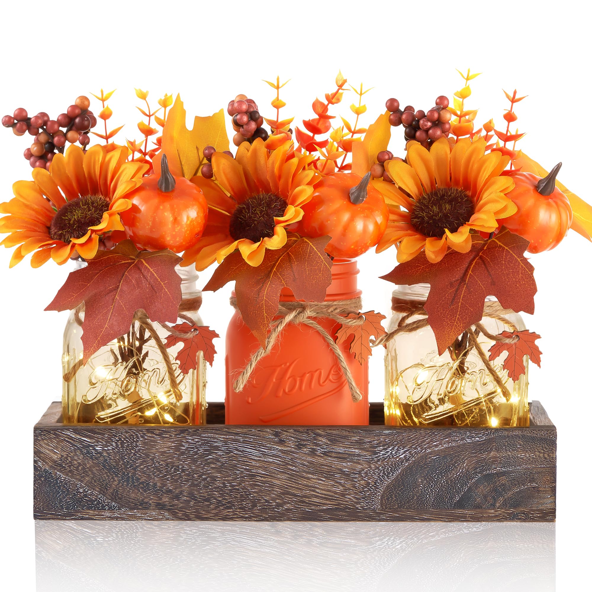 Mason Jar Fall Thanksgiving Table Decorations, Centerpieces for Tables