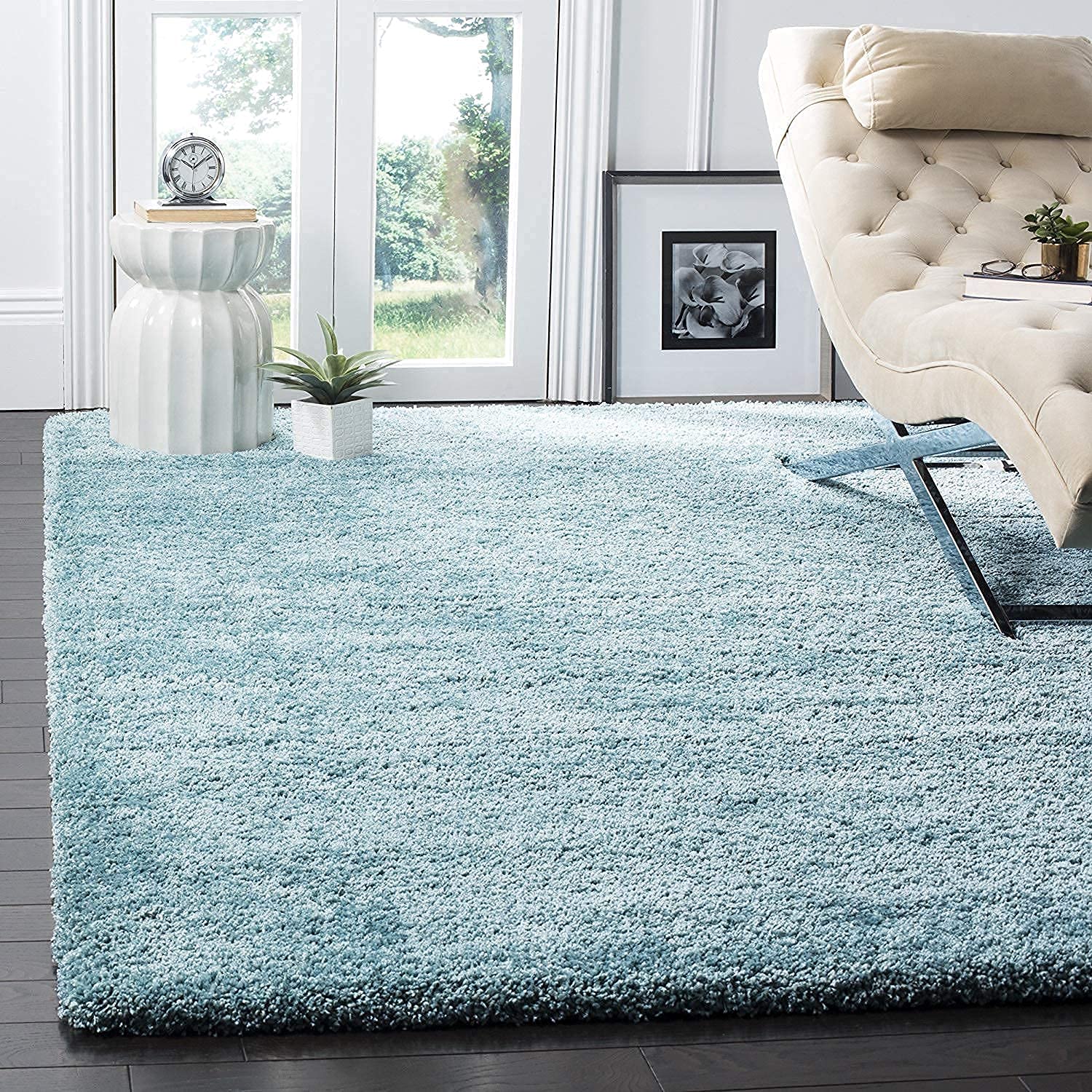 Vijay Enterprises Super Soft Shaggy Rug Carpet Fluffy Fur Rugs for Home Kitchen Bedside Runner Area Rug for Living Room 5x7 Feet Carpet for Floor Covering Carpet, (Turquoise, 5 x 7 Ft)