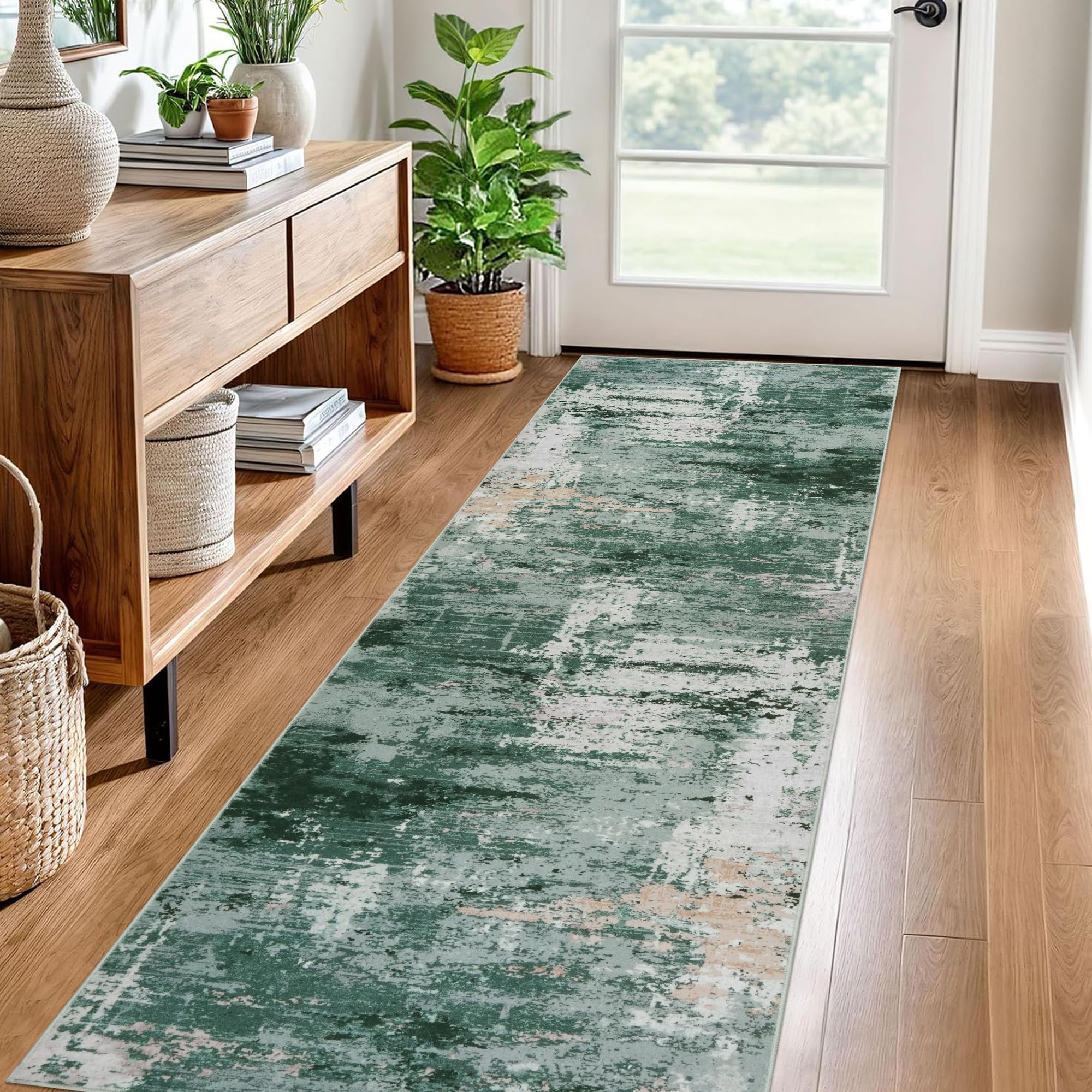 Cekene Abstrakt Waschbarer Teppich Rund 120cm Beige Runder Teppiche Wohnzimmer rutschfest Schlafzimmer Tepich Moderner Kurzflor Rund Teppiche für Kinderzimmer Esszimmer Büro(Taupe)