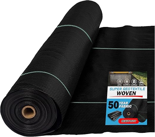 Woven Geotextile Fabric for Driveway and Road Stabilization, Construction Underlayment, Erosion Control, Commercial Grade 50 Year for Gravel Roads and Pavers (12.5x100) Ships Folded