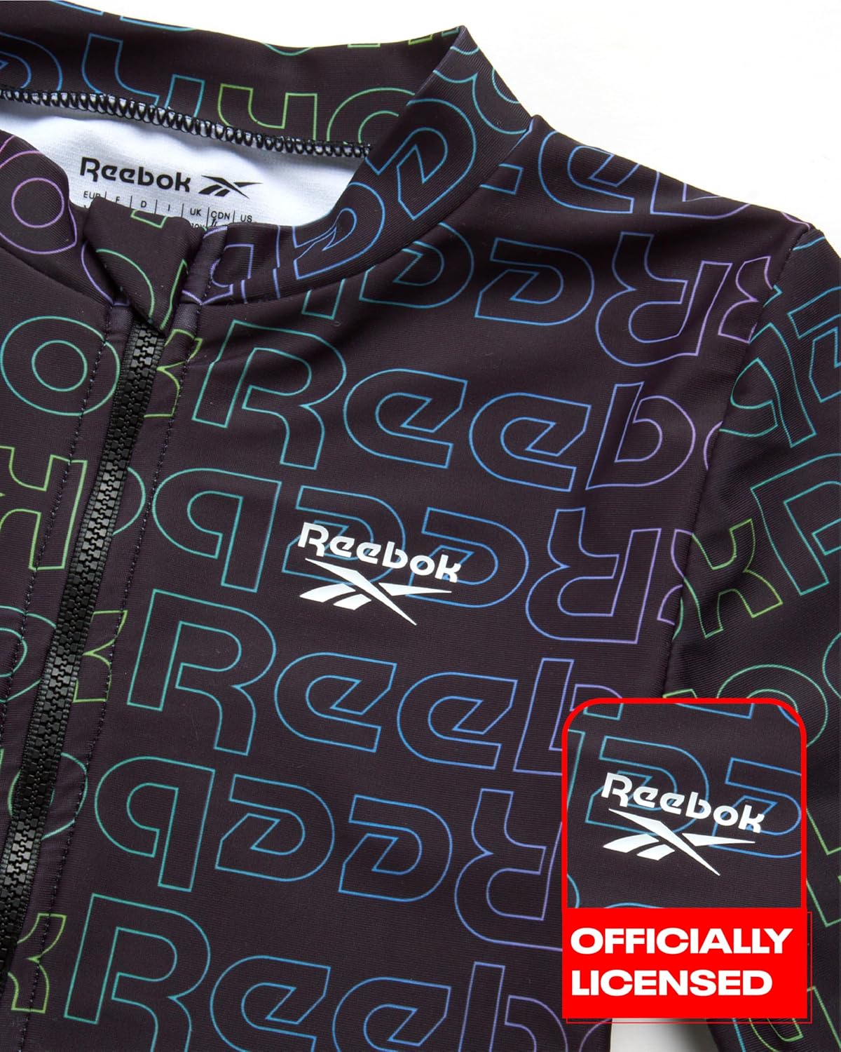 Reebok Girls' Rash Guard Bathing Suit - UPF 50+ Quarter Zip Long Sleeve One Piece Bathing Suit - Monokini for Girls (7-12) - Image 3