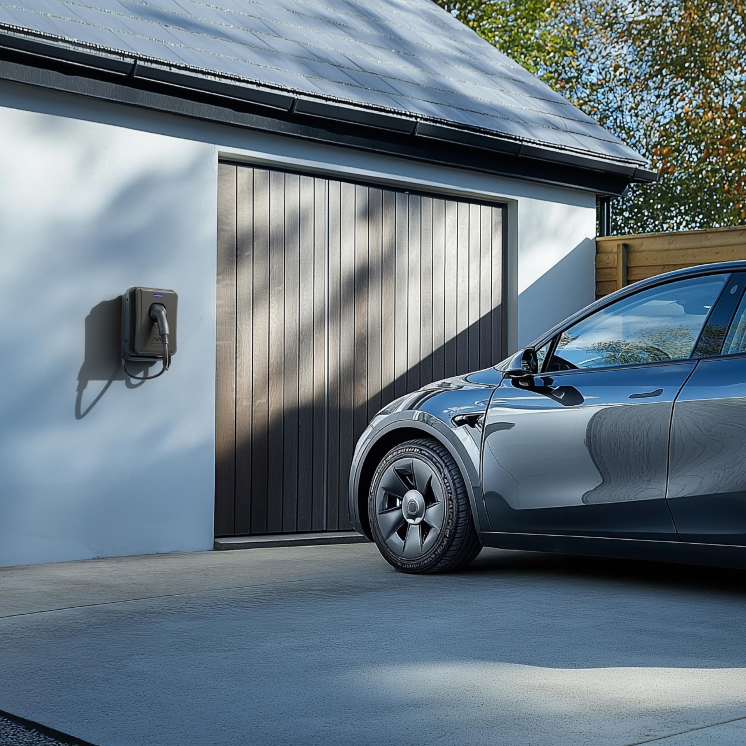 Masterplug Estación de Carga EV de Pared para Vehículos Eléctricos Tipo 2, Cargador Coche Eléctrico con Cable de 5m y Función de Fija Automático, Monofásico, Modo 3, RFID, IP65, 7.4kW, 32A, EVCM3BT7BR