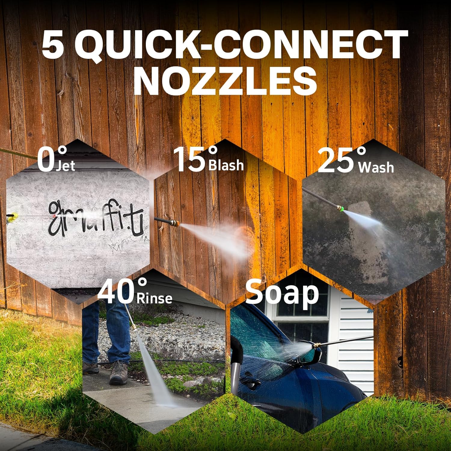 NOVUS Gas Pressure Washer 3400 PSI, 2.6 GPM Power Washer with 30FT Extra-Long Hose, 5 Nozzles, Onboard Soap Tank, 212CC Engine, Spray Gun and Wand, for Vehicles Driveways Patios Fences Furniture