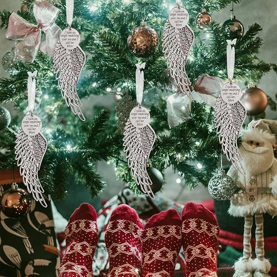 Memorial Christmas Ornament Angel Wings, Sympathy Gifts for Loss of Husband in Memory of Loved One in Heaven Keepsake Remembrance Christmas Tree Decoration