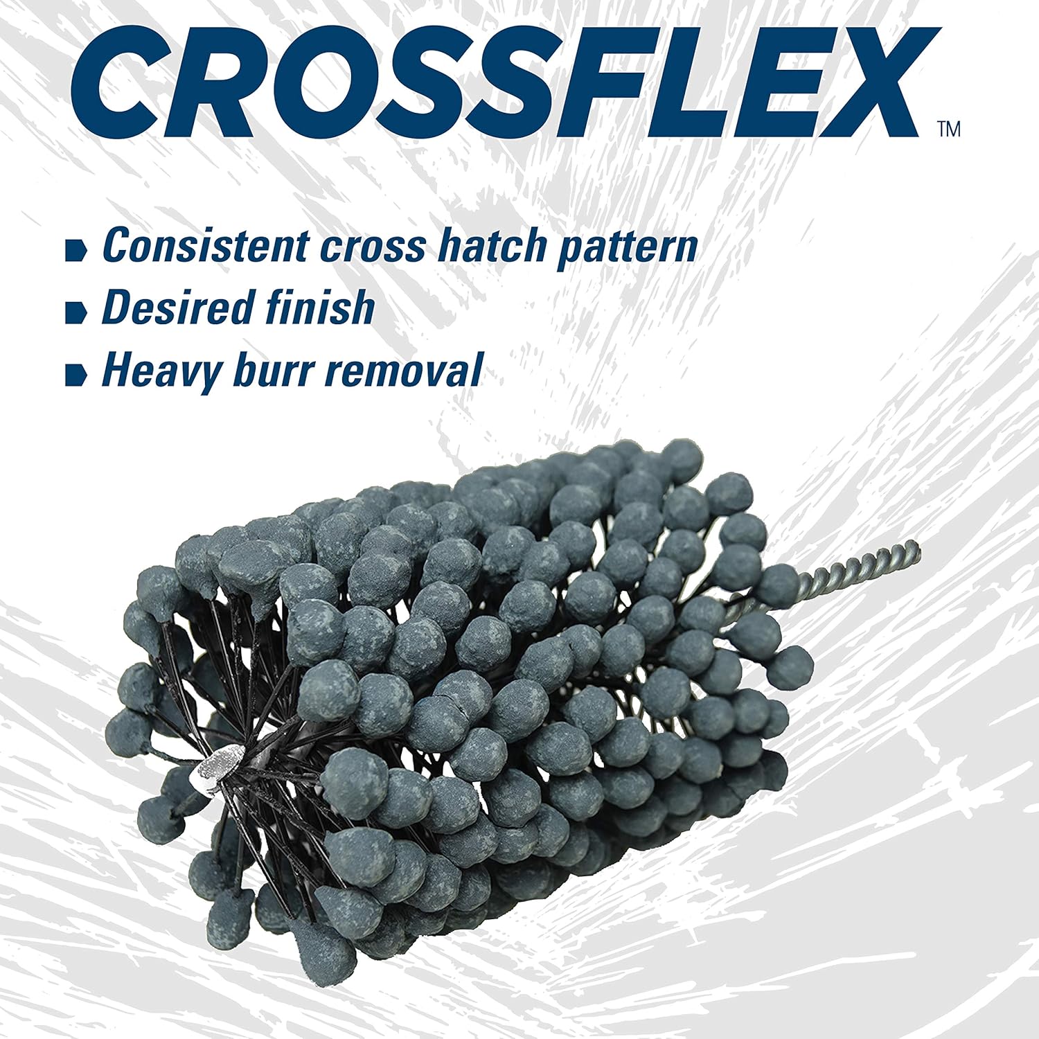 Weiler 34277 Crossflex Heavy Duty Bore Brush 4 Diameter 320SC Grit, White