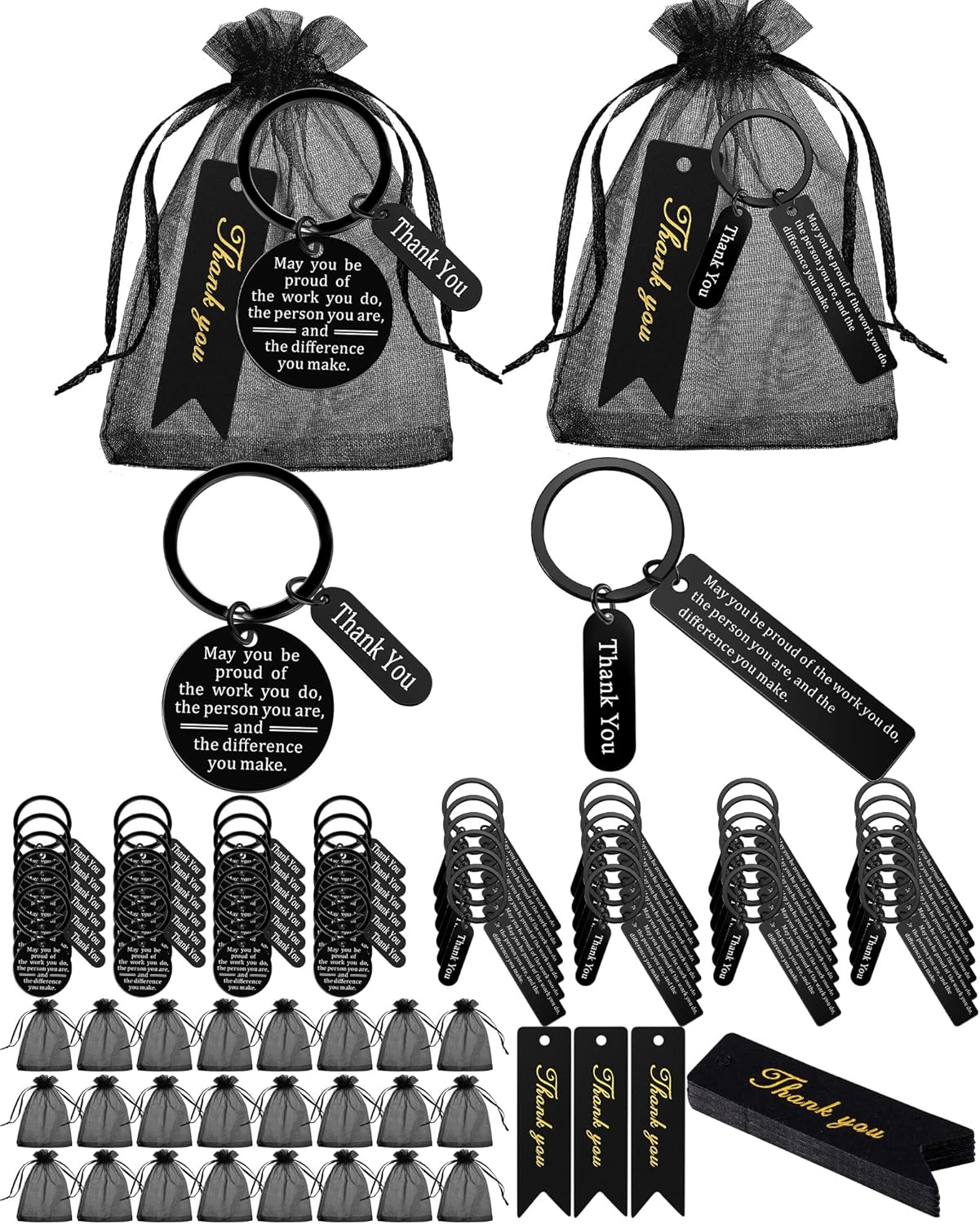 Yinkin 150 Pcs Employee Thank You Gifts Bulk Appreciation Gift Keychain for Coworker Staff Office Team