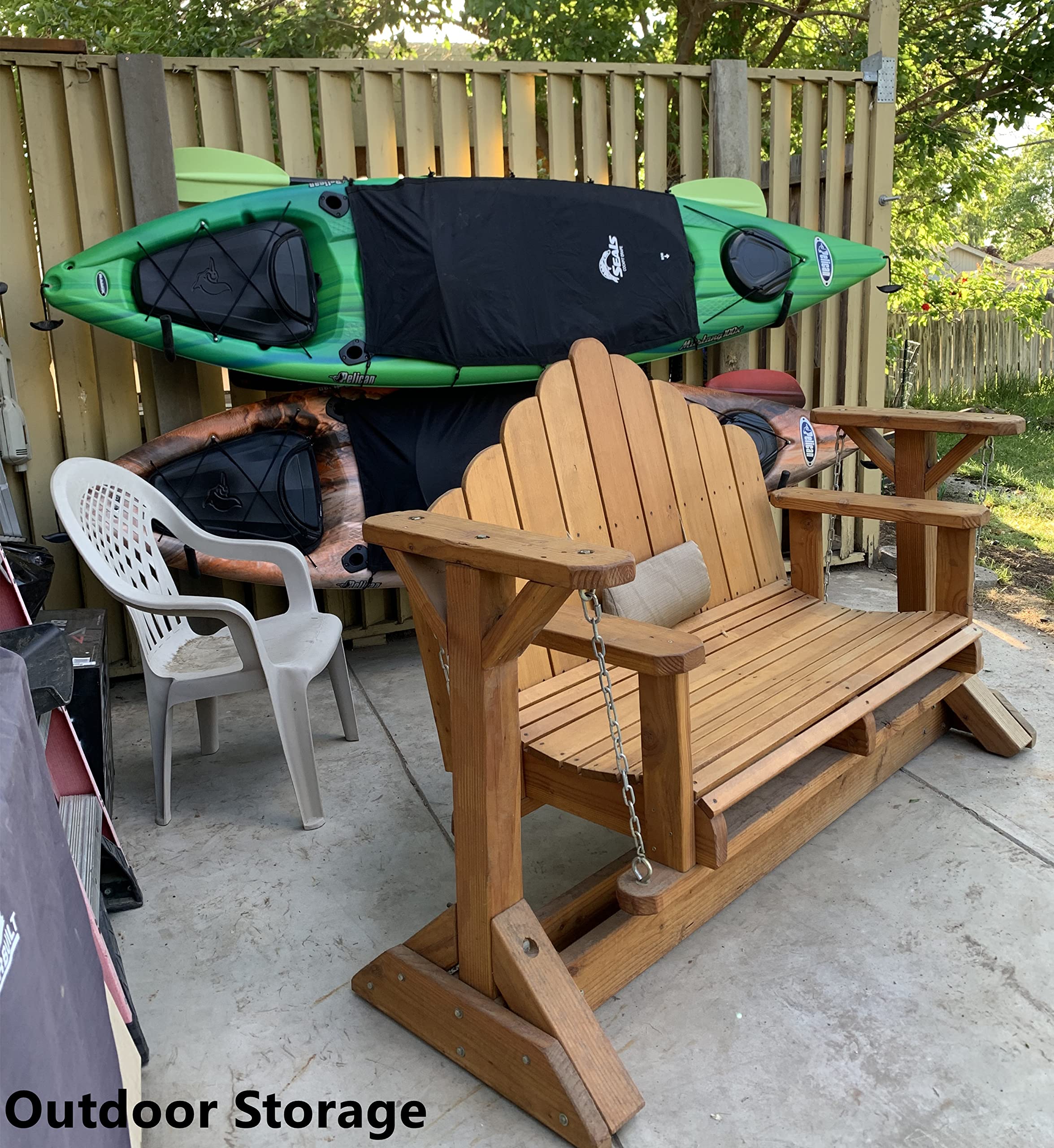 Ganchos de almacenamiento de kayak para interiores de garaje, 38.8 cm, colgador montado en la pared, tabla de surf, snowboard (38.8 cm)