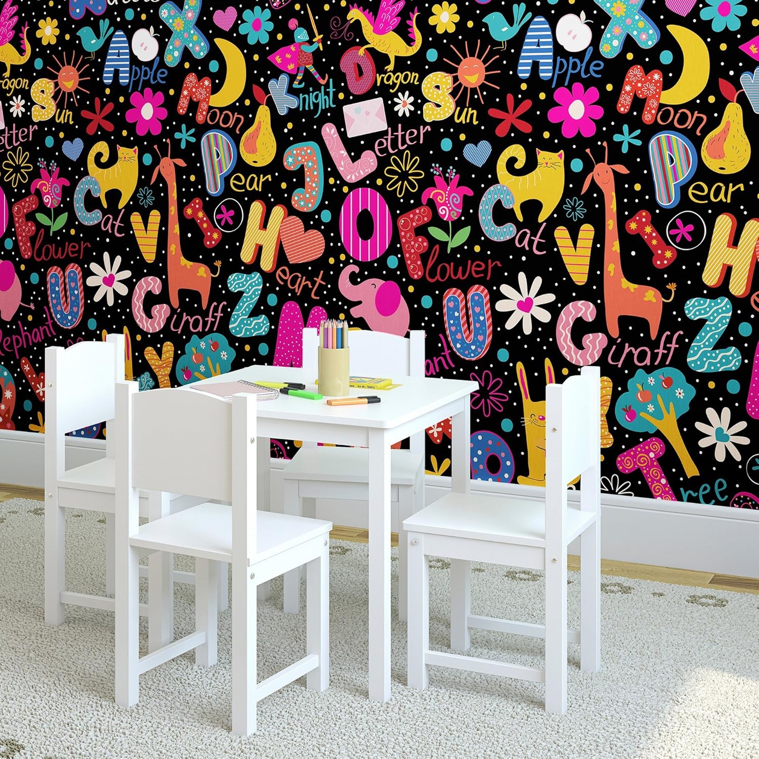 Walls By Me Peel and Stick Neon Fantasy Children Removable Wallpaper 1627-2ft x 4ft (61x122cm)