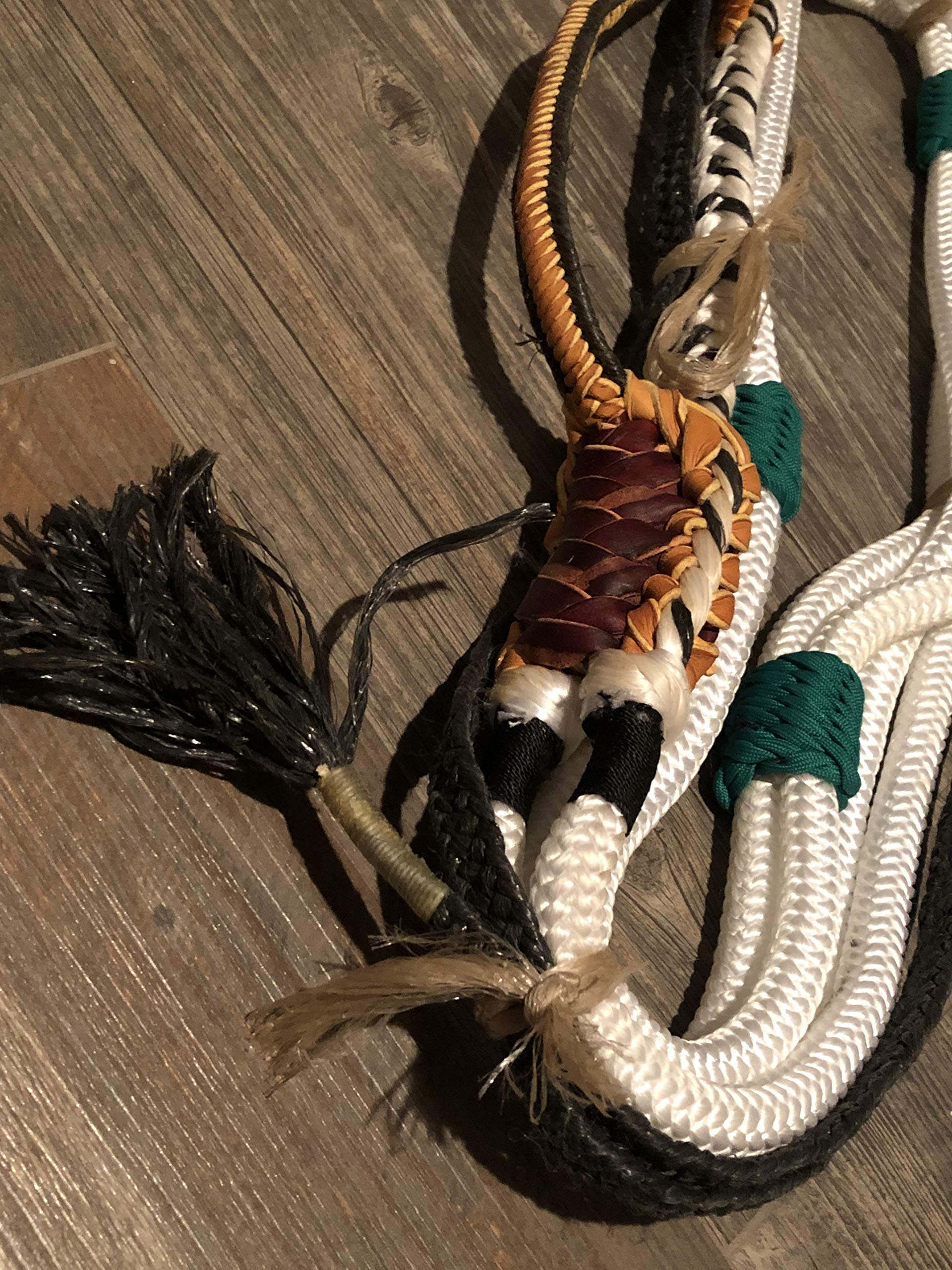 Bull Rope White Nylon & Black Poly Pro 9/7 Left Hand Soft 3/4 x 3/4 Bull Riding Rodeo 16'