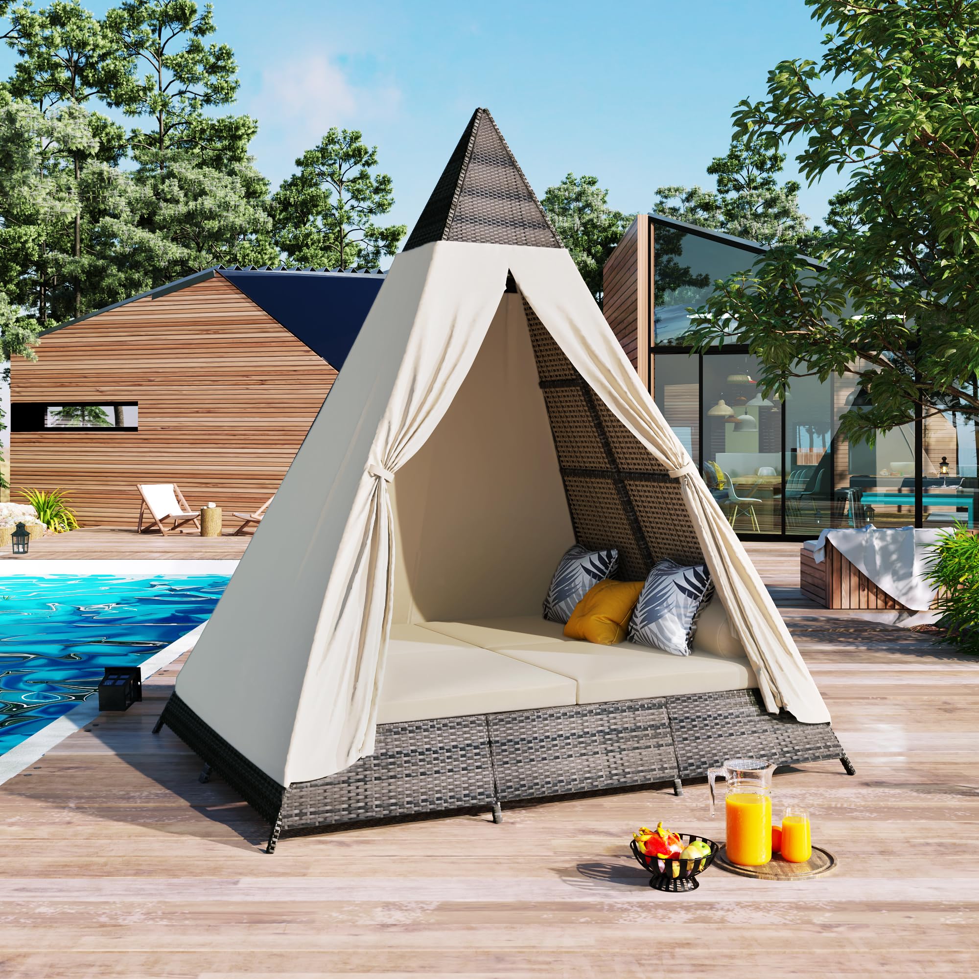 Outdoor Patio Daybed with Cushions
