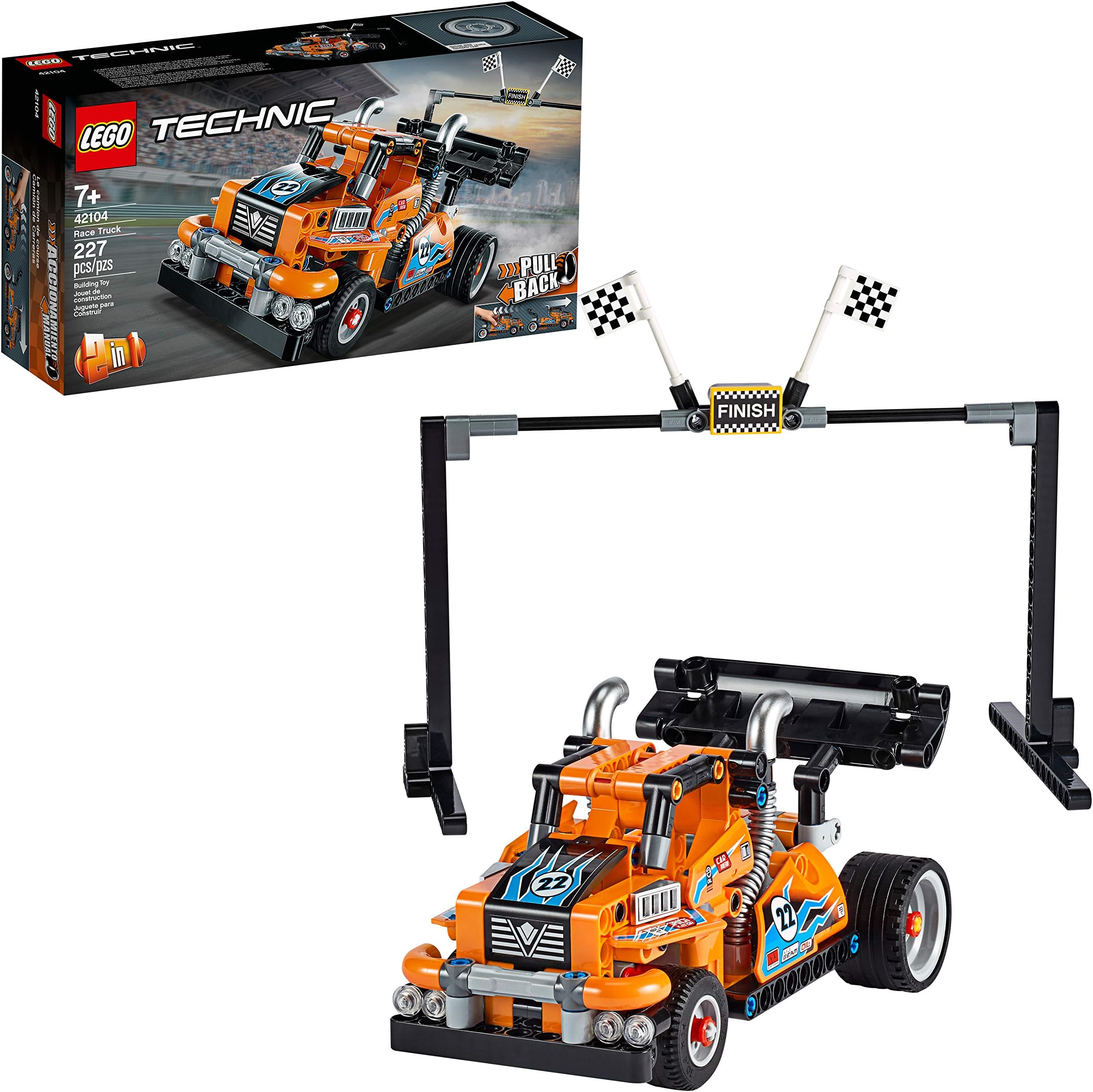 LEGO Technic Race Truck 42104 Pull-Back Model Truck Building Kit (227 Pieces)