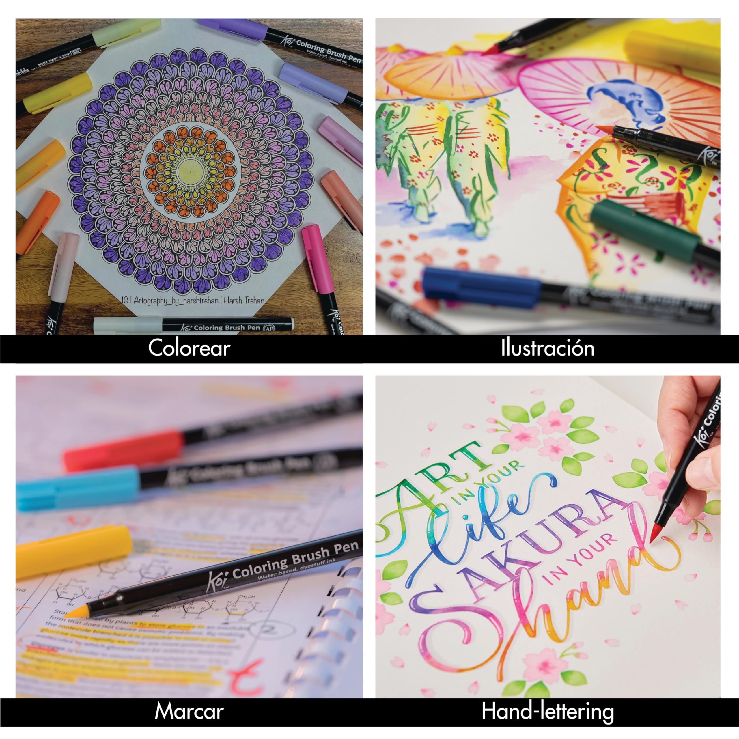 SAKURA Koi Brush Pen Set 24 Colores | Rotuladores de punta de pincel para escribir, dibujar y escribir un diario