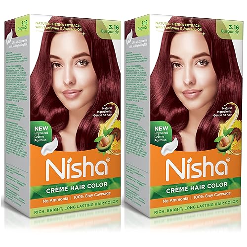 Miniatura 1 de Nisha Crème - Tinte permanente para el cabello, borgoña (paquete de 2)