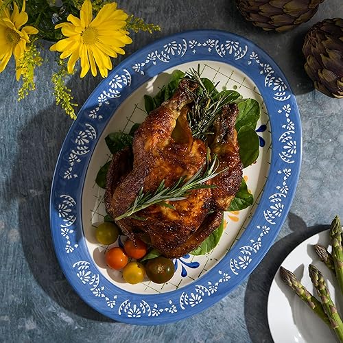 Miniatura 2 de Laurie Gates by Gibson Tierra Mix and Match - Juego de vajilla pintada a mano, bandeja ovalada (13.8 pulgadas), surtido