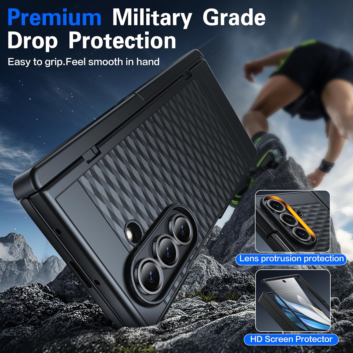 Magnetic for Samsung Galaxy Z Fold 7 Case,[Built-in Screen Protector] [Hinge Protection] [Kickstand][Compatible with MagSafe] Full Body Protective Phone Case for Galaxy Z Fold 7 Black - Image 3