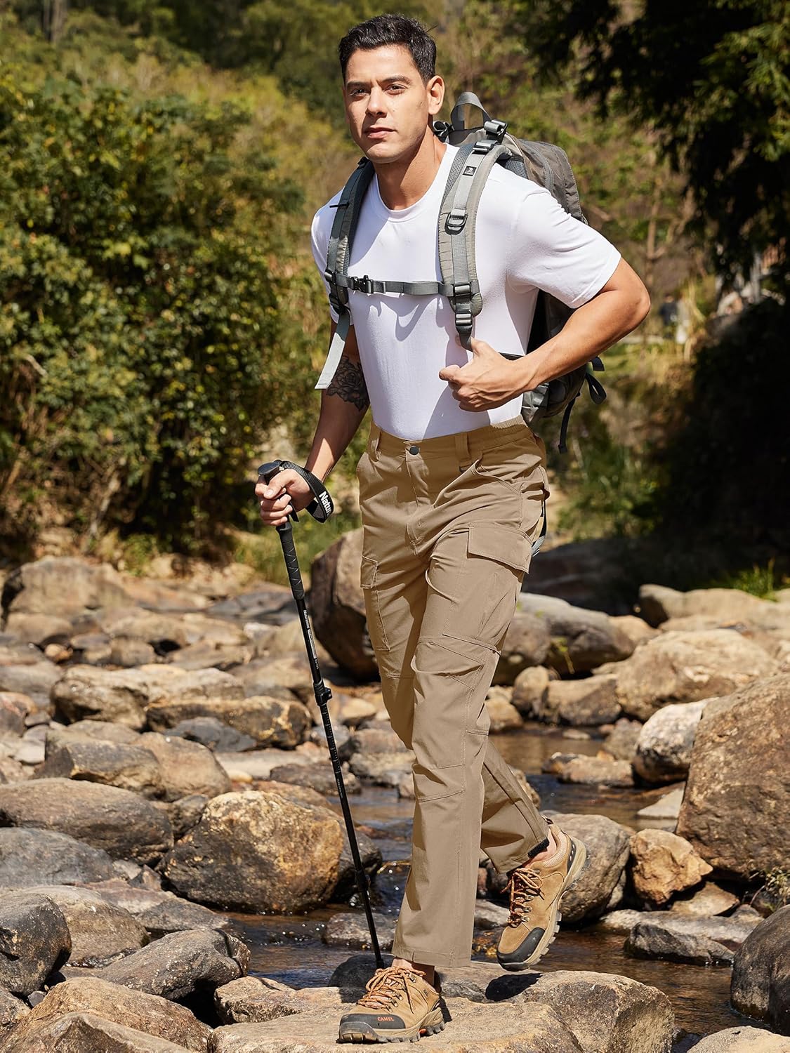 Men's Lightweight Hiking Cargo Pants Water-Resistant Quick-Dry Climbing Camping Fishing Work Outdoor Pants - Image 7