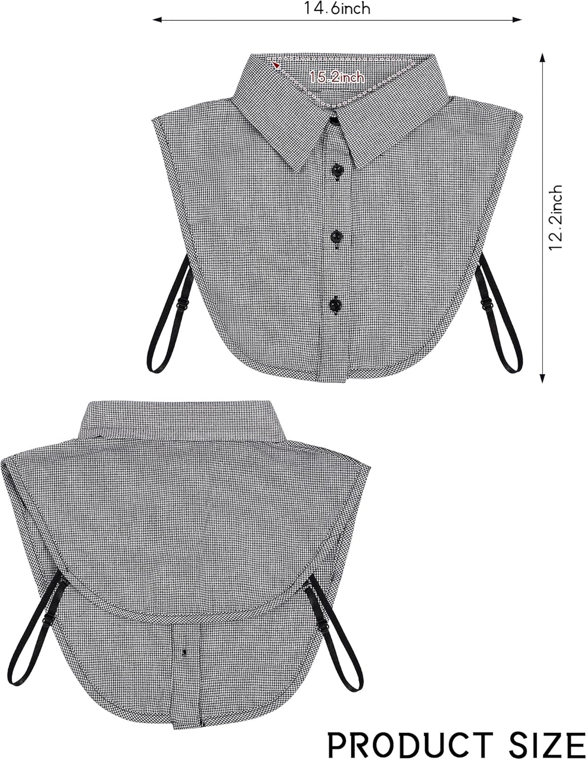 Hicarer Fake Collar for Women 4 Pieces Half Blouse Shirts Detachable Faux Dickey Collar (White, Black, Red Plaid, White-Black Plaid), One Size - Image 4