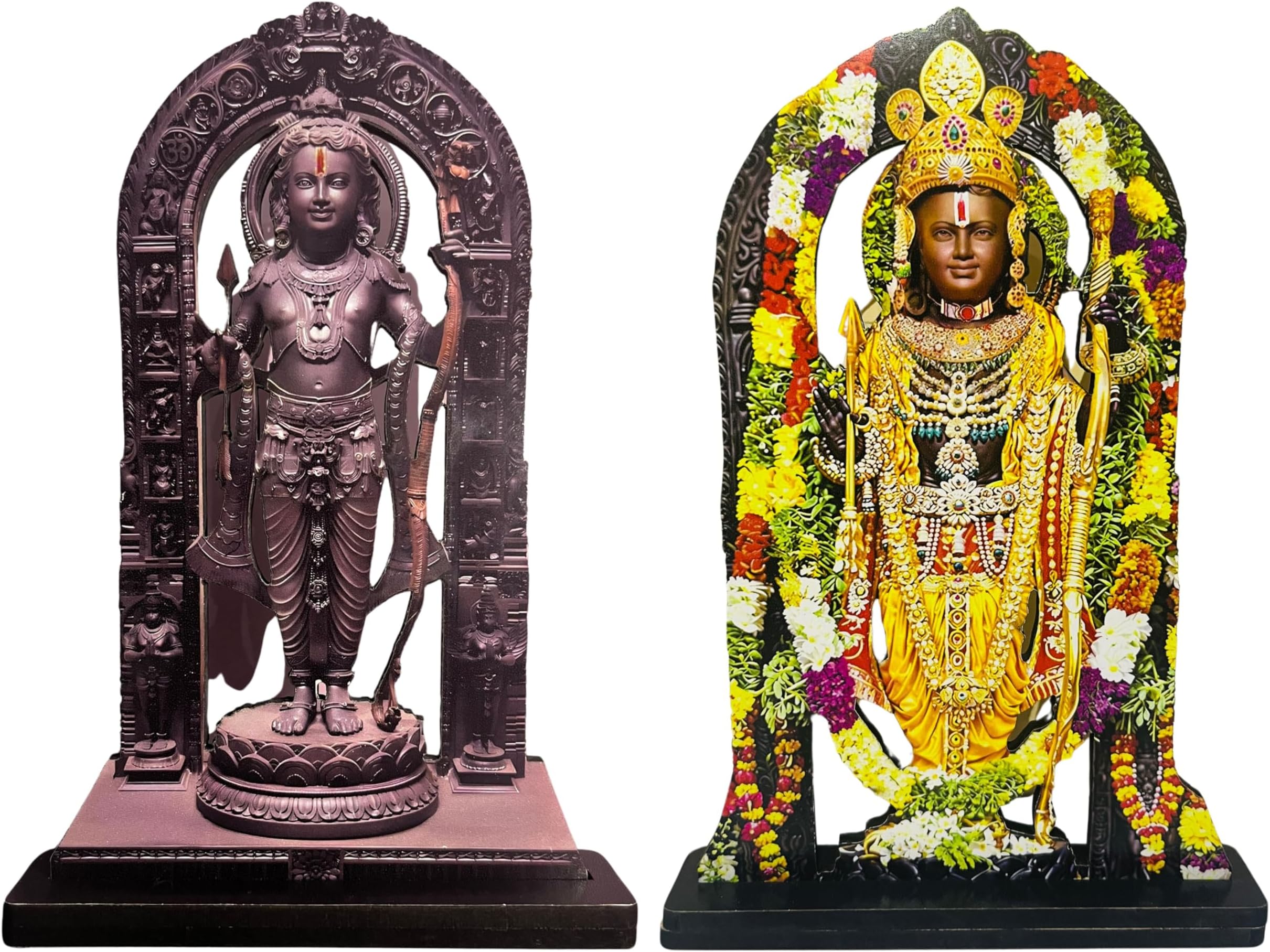 SHAJOC Ayodhya Divine Ram Lalla Murti Idol Home Decor, Car Dashboard, Divine Gifts, Small Size Ram Lalla Statue (Black, Multicolor, 4.7 INCH) Pack of 2 Ram Murti Pieces