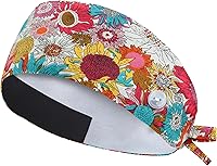 Vista 15 de QBA Gorra de trabajo ajustable con botón, gorro de trabajo de algodón, banda elástica para atar en la espalda, para mujeres y hombres, talla única
