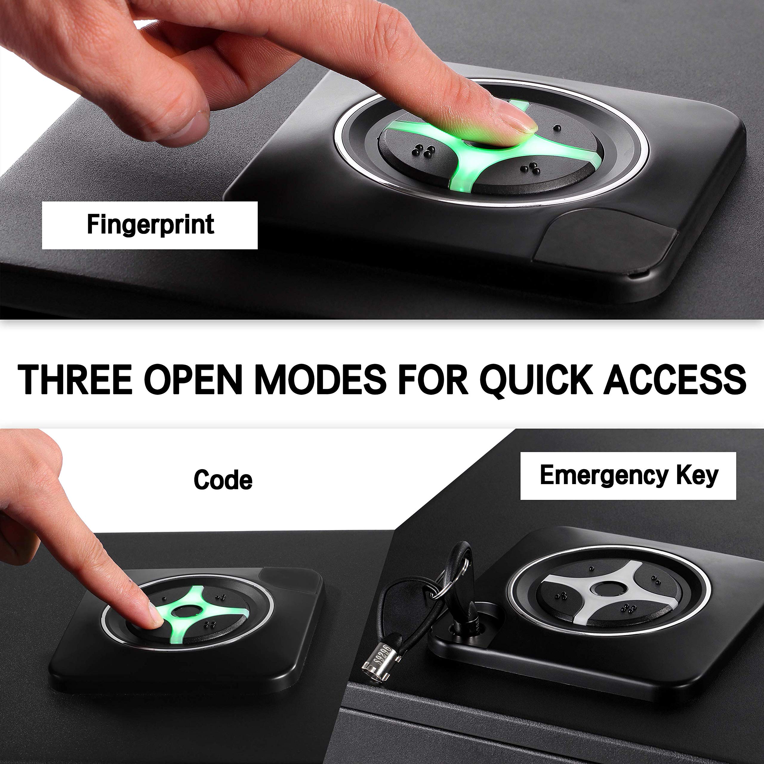 Buy TIGERKING Gun Safes for Pistols, Quick Access Pistol Safe with FourKeypad and 2 Emergency