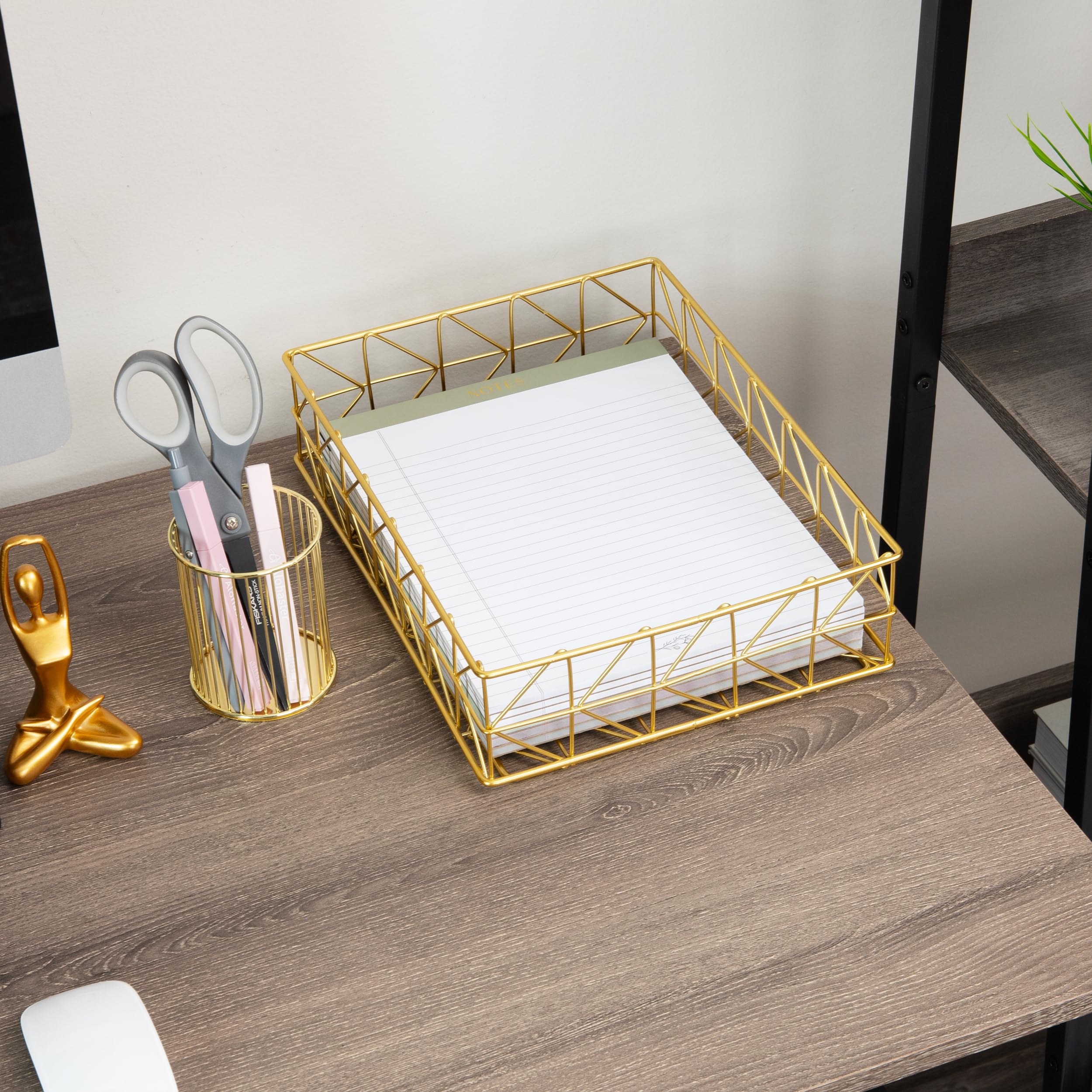 Mind Reader Organizer per documenti, organizer da scrivania, archiviazione di file, moderno, ufficio, metallo, 24,1 cm di lunghezza x 32,4 cm di larghezza x 8,3 cm di altezza, oro