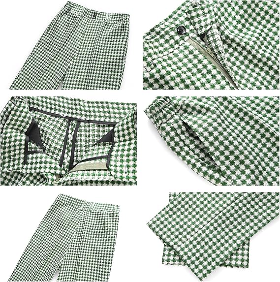 Lamgool Boys Suits 3 Piece Slim Fit Houndstooth Tuxedo Blazer Jacket Pant for Kids Prom Wedding Formal Dress Suit Set 4-16Y