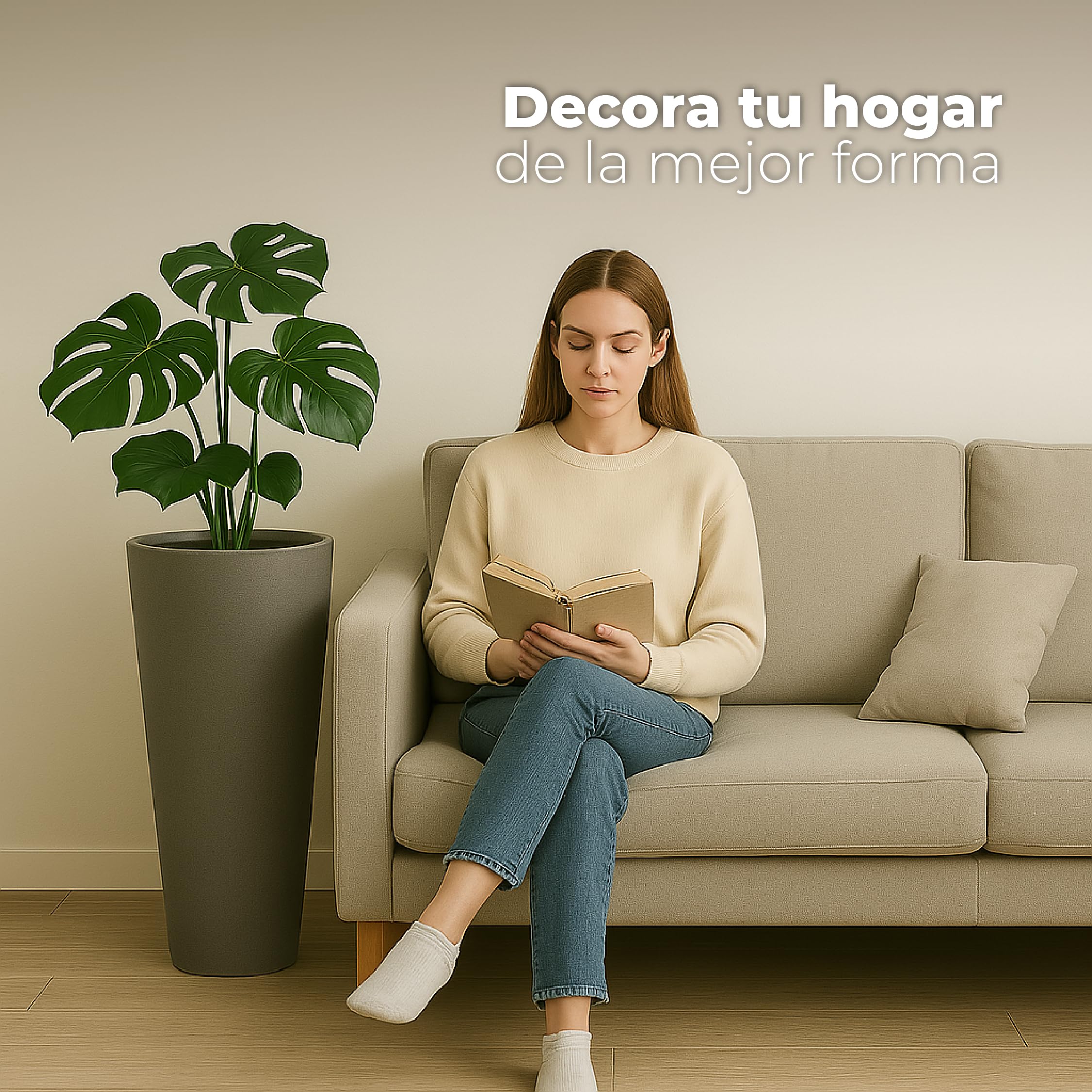 ActivoTex Maceteros Altos Interior. Macetero Grande Interior Maceta Alta Exterior y Terraza. 30 cm (2 uds) Macetero Decorativo de Plastico Jardinera Alta Maceteros Largos y Estrechos (Topo, Pack 2)