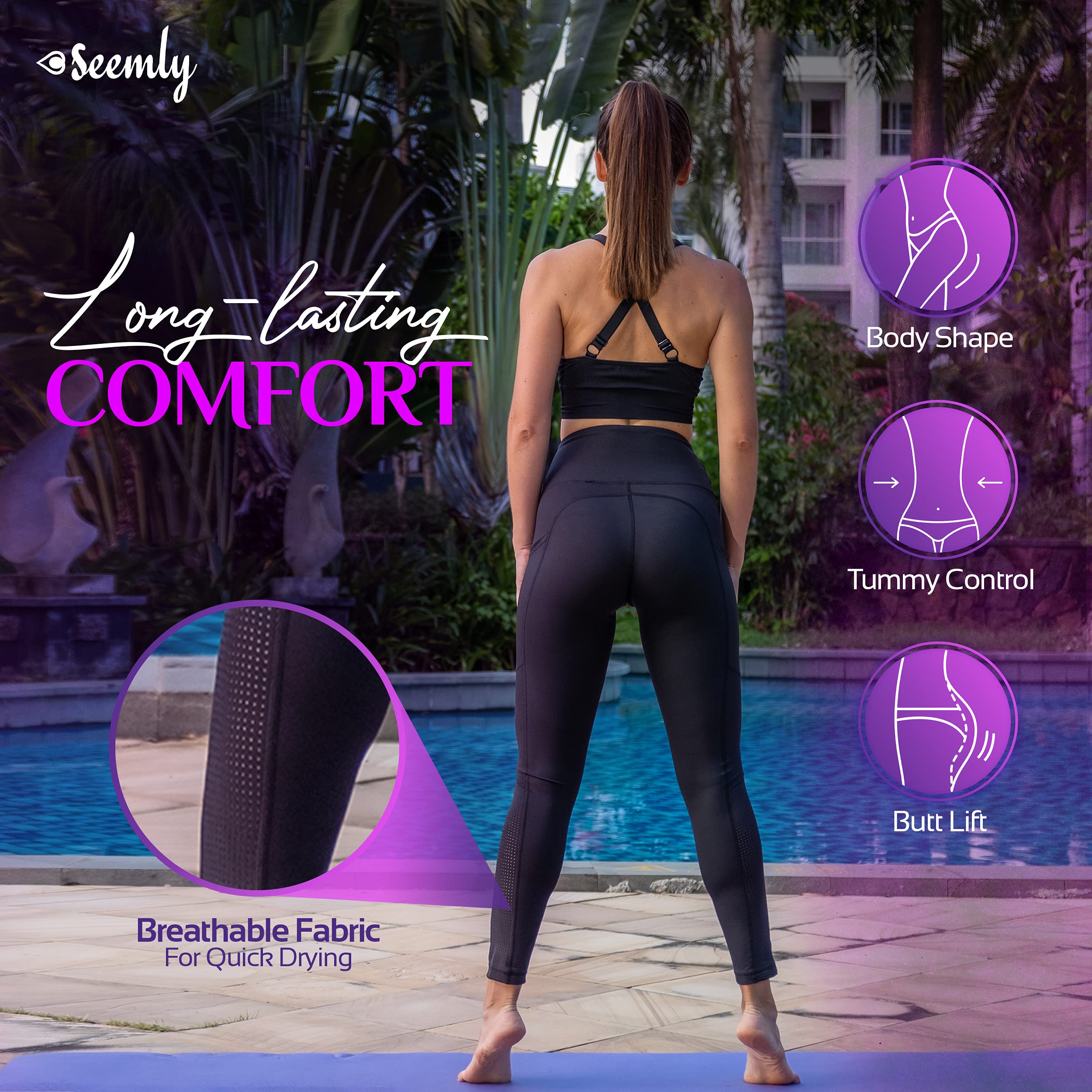 SEEMLY High Waisted Leggings with Pockets Pantalones de Yoga para Mujer