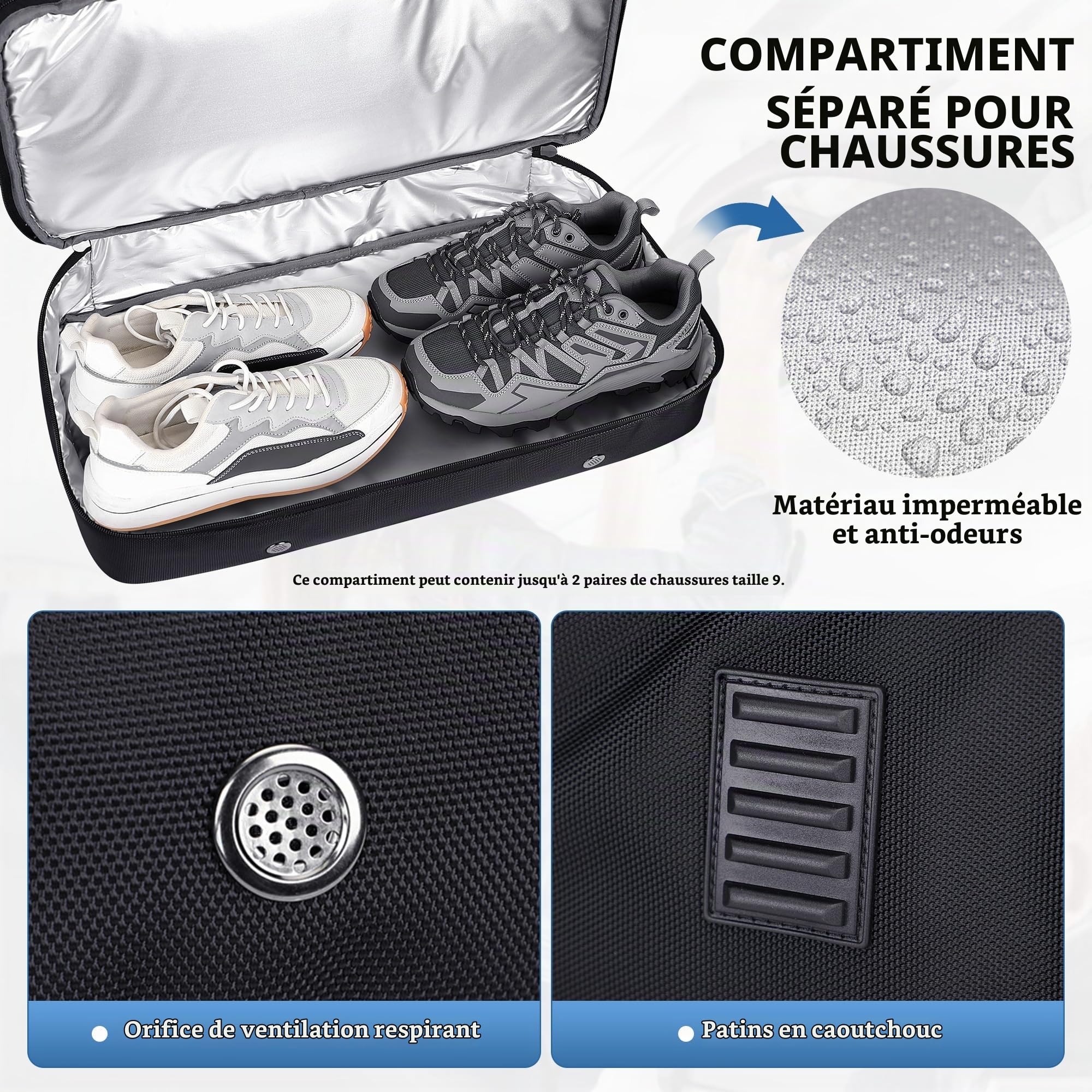 WITZMAN Sac de Voyage Homme 50L de Week-End avec Compartiment Chaussures