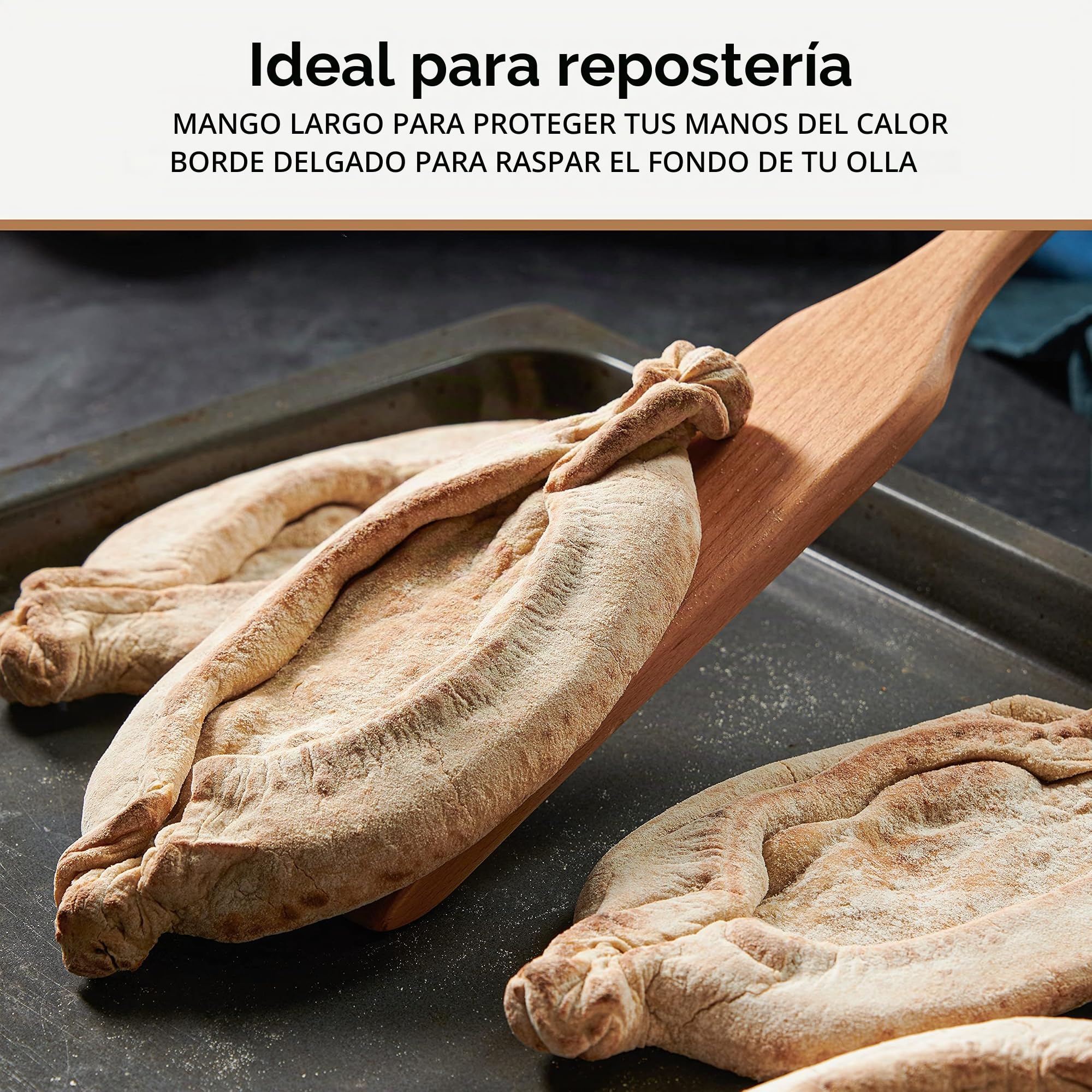 Espátula de Madera - 60 cm Espatula Cocina, Espátula para Cocinar y Revolver - Cuchara de Madera Resistente para Ollas Grandes de Woodenhouse