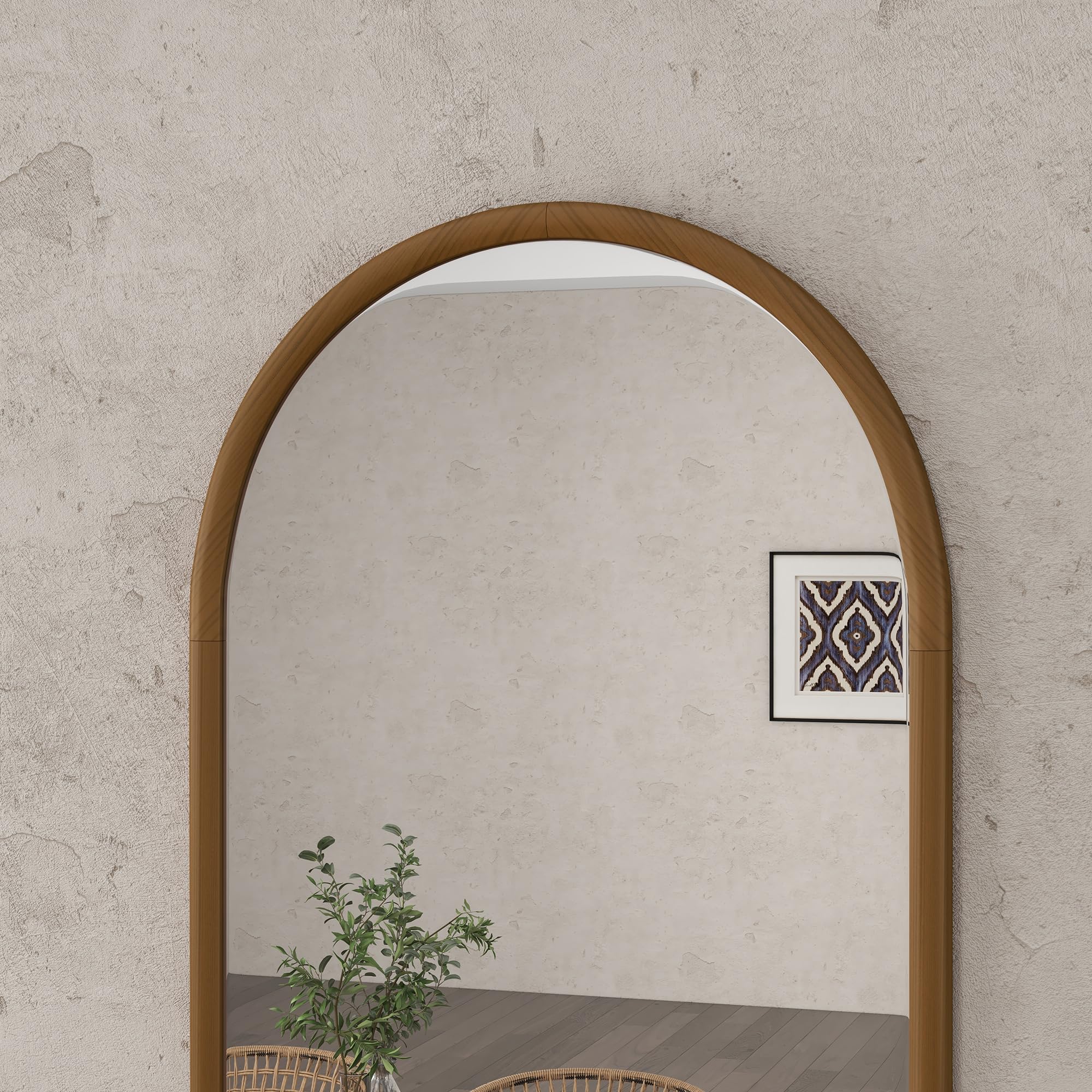 HOMCOM Espejo de Pared 65x110 cm Espejo de Recibidor Marrón Oscuro | con Marco de Madera en Forma de Ventana, Decoración para Salón Dormitorio Entrada
