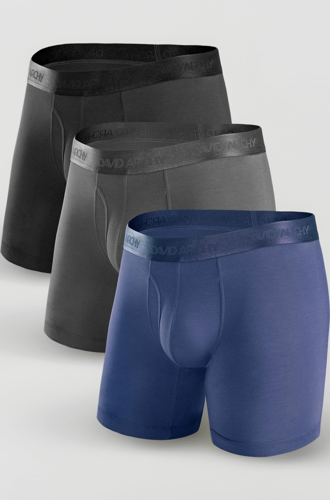 Men's 3 Pack Ultra Soft Micro Modal Boxer Briefs with Fly Boxer Shorts (M, Black/Navy Blue/Dark Gray)