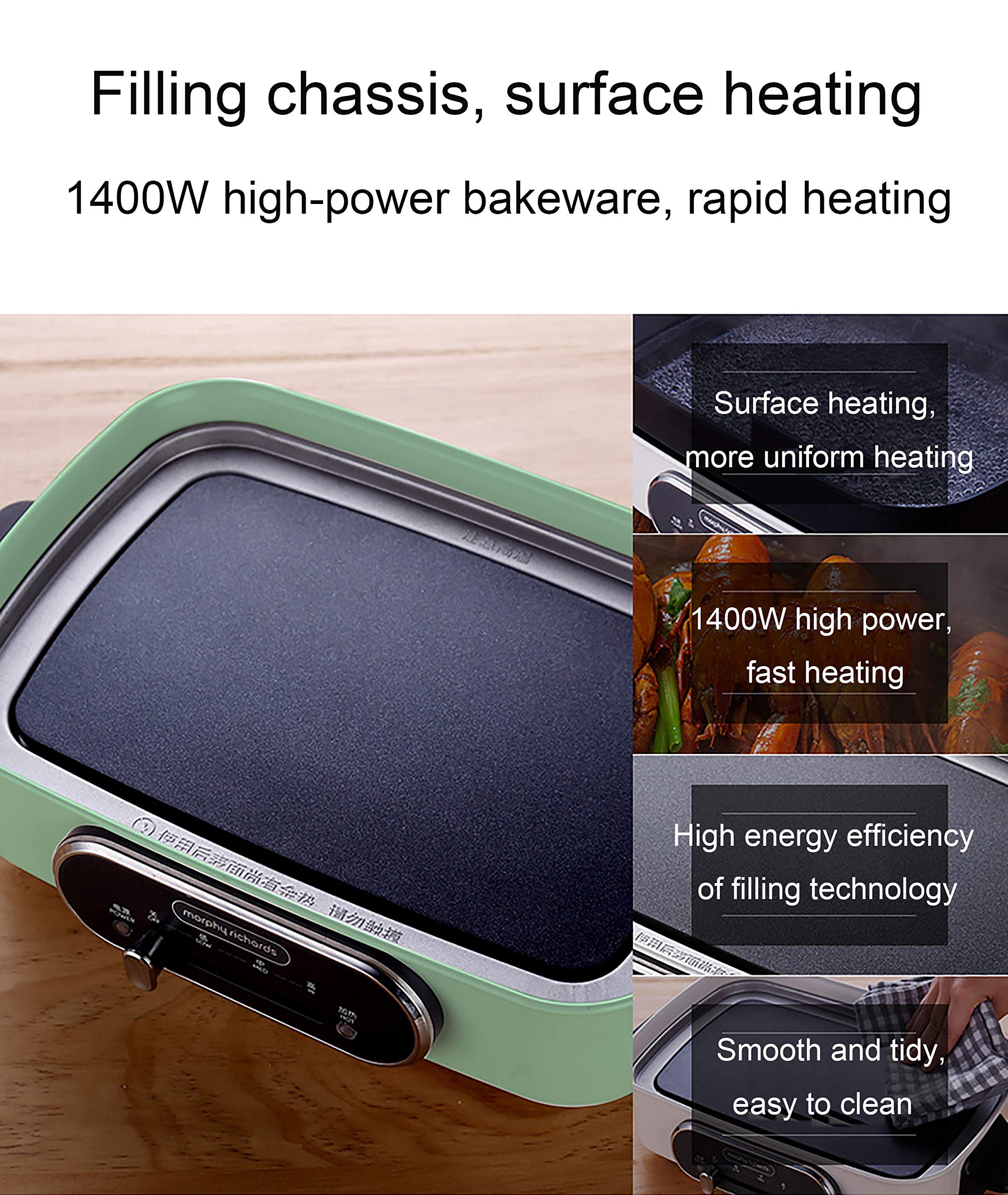 Nueva máquina de comida ligera de desayuno olla de cocina multifunción hogar pequeño todo en uno sartén eléctrica, cocinar, freír, asar, olla caliente eléctrica (blanco)