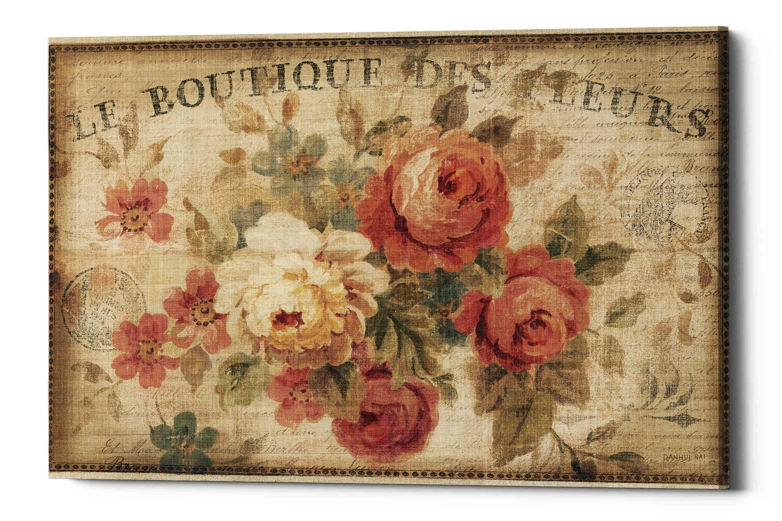 Epic Graffiti 'Parisian Flowers III' autorstwa Danhui NAI płótno sztuka ścienna, 66 cm x 102 cm, różowa