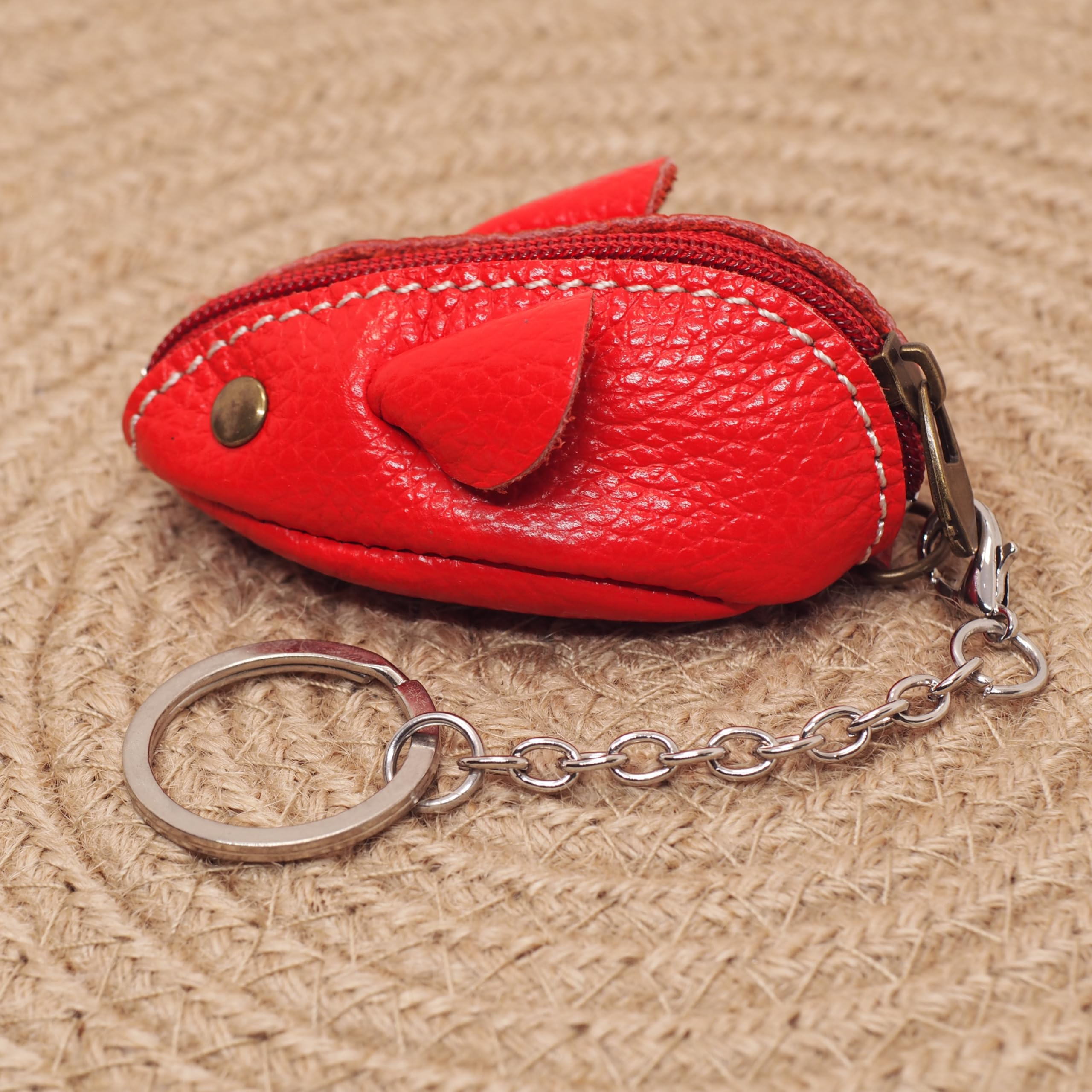 Mini Portamonete in Pelle, Mouse, Ciondolo, Attacco per Borsa a Tracolla, Bambini Adulti, Rosso
