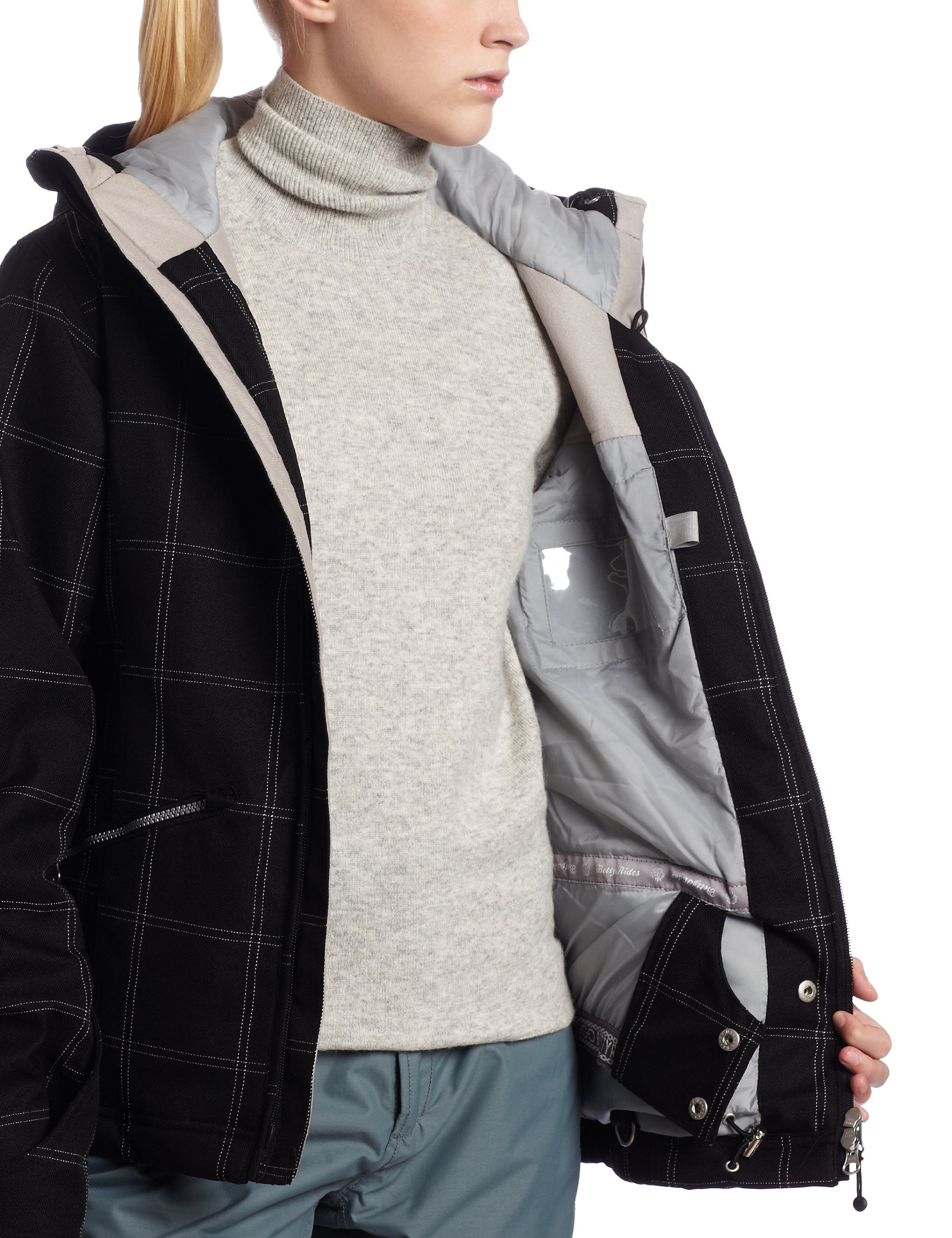 betty rides snowboard Women's Window Pane Ll Nicole Parka Snowboard/Ski Jacket (Black, Small) Sporting Goods Guatemala round comfort Shakespeare USGXICE26LCBO Ugly Stik Size:M (58-59)