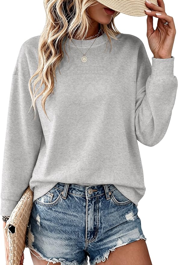 JEKAOYI Womens Oversized Sweatshirts with Pockets Crewneck Long Sleeve Loose Sweater Tops Fall Winter Casual Trendy