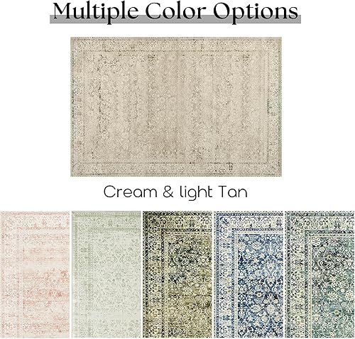 Miniatura 5 de BILEEHOME Alfombra moderna de granja de 5 x 7 pies, lavable, floral, tono tierra, neutro, bohemio, para habitación de bebé, 5 x 7 pulgadas, para