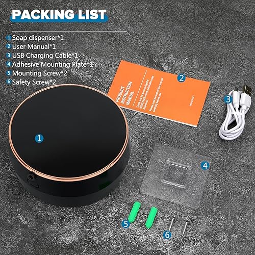 Miniatura 8 de Dispensador automático de jabón manos libres para montaje en pared, dispensador de jabón líquido recargable, dispensador de jabón líquido sin