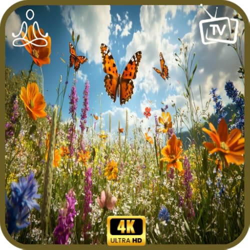Jardin de papillons printanier - Fond TV nature 4K