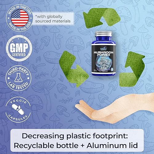 Miniatura 6 de Complejo de potencia de hongos 10 en 1 con Cordyceps, Reishi, Shiitake y melena de leones, suplemento dietético nootrópico para microbioma