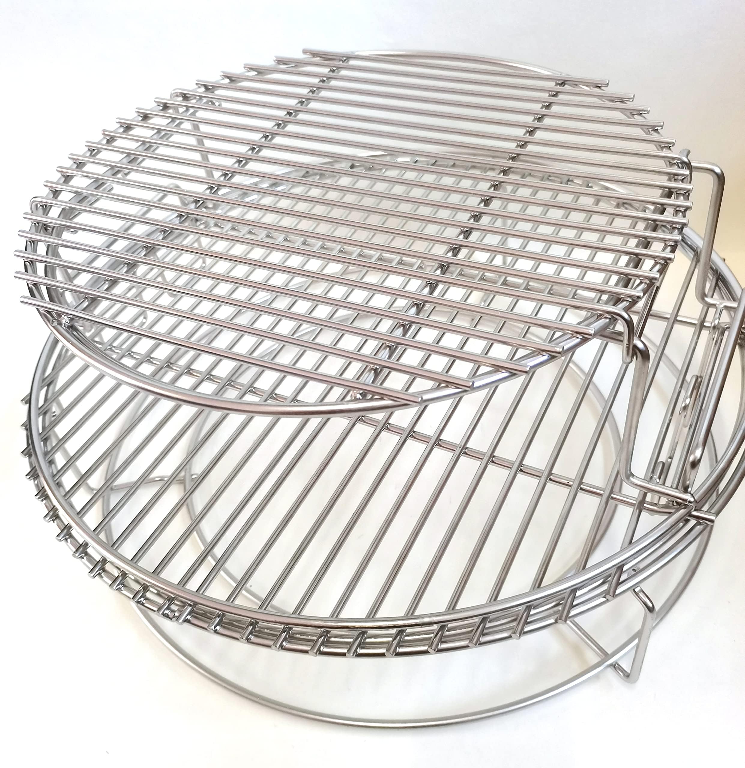 5-teiliges Edelstahl-EggSpander-Kit für Big Green Egg Large,3-Ebenen Stapelbare Grillroste + Conveggtor-Korb + 2 Halbmond-Roste,Über 40 Grillmodi & Kreatives Kochen,Langlebig,Verformungsfrei