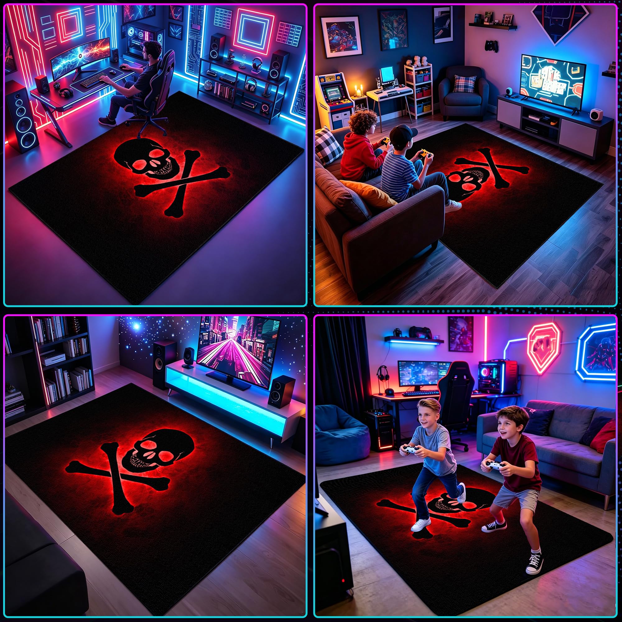 Tapis Gamer Manette de Jeu 3D Tapis de Sol Esports 120 x 180 cm