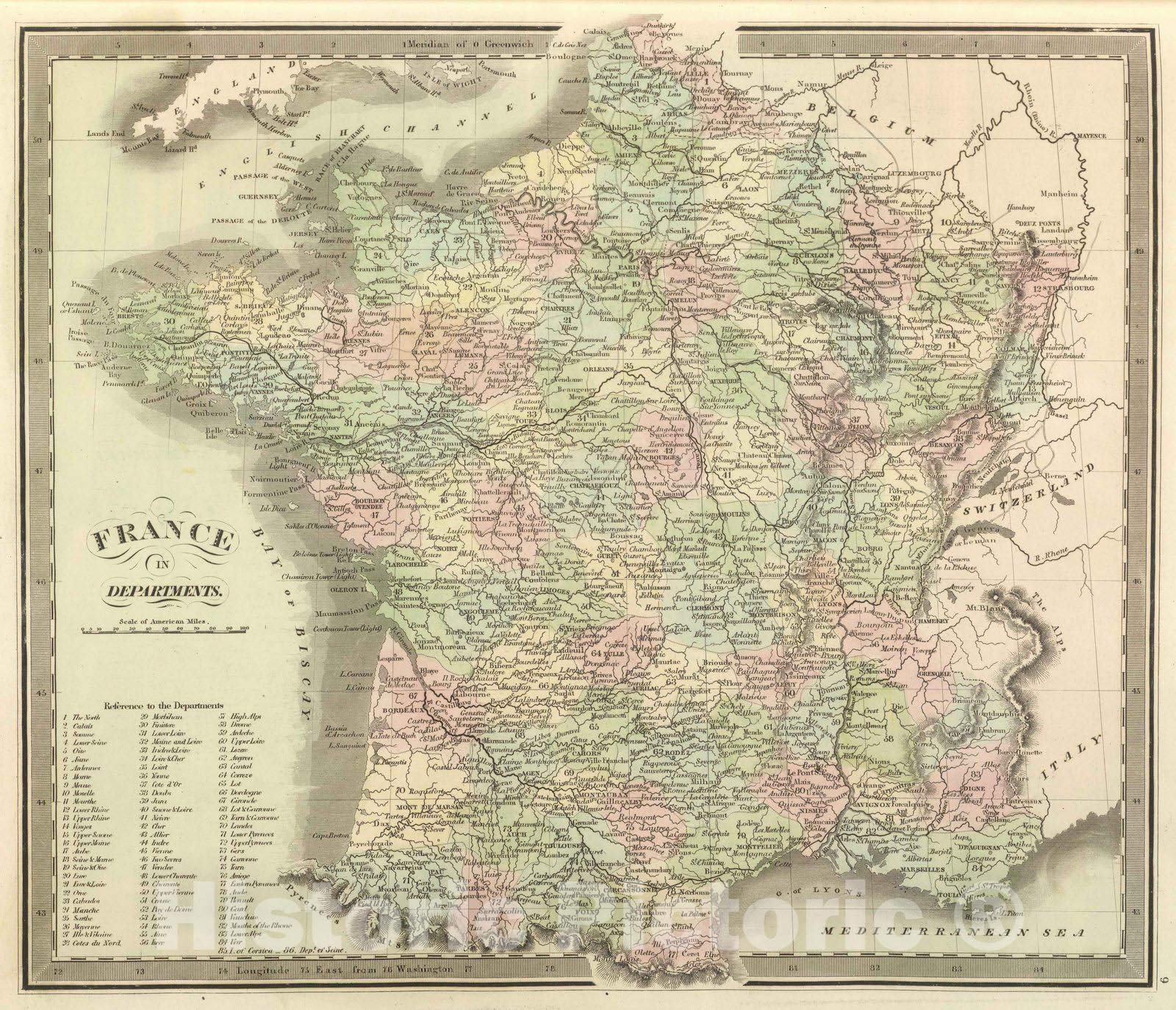 Amazon.com: Historic Map : 1848 France in Departments