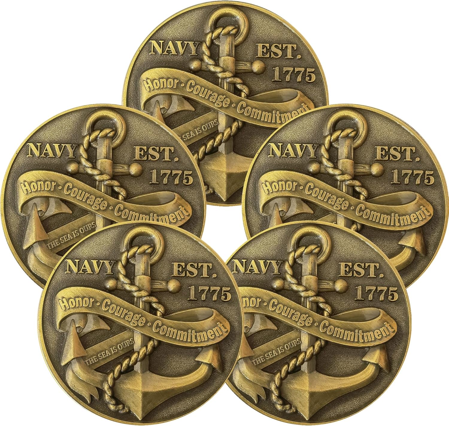 American-Navy Challenge Coin with U.S. Sailor's Creed and Maritime Symbolism (Pack of 3)